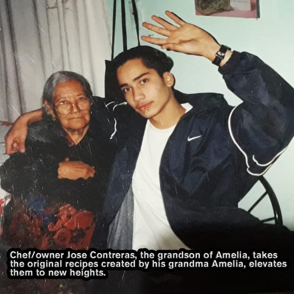 Amelia's Mexican Kitchen owner Jose Contreras with his grandmother Amelia, who inspired the restaurant's recipes.
