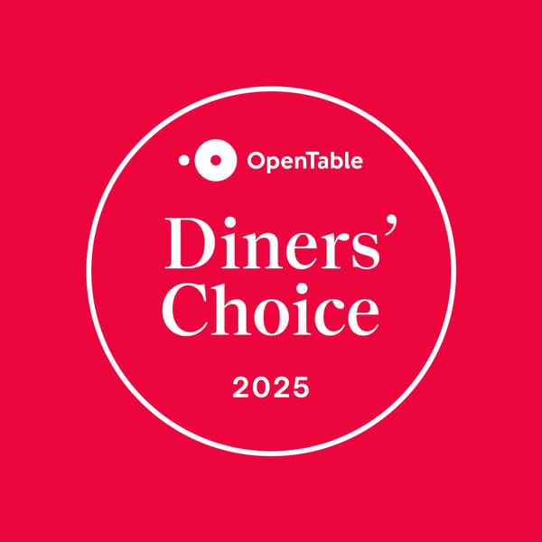 OpenTable Diners' Choice 2025 award logo on a red background.